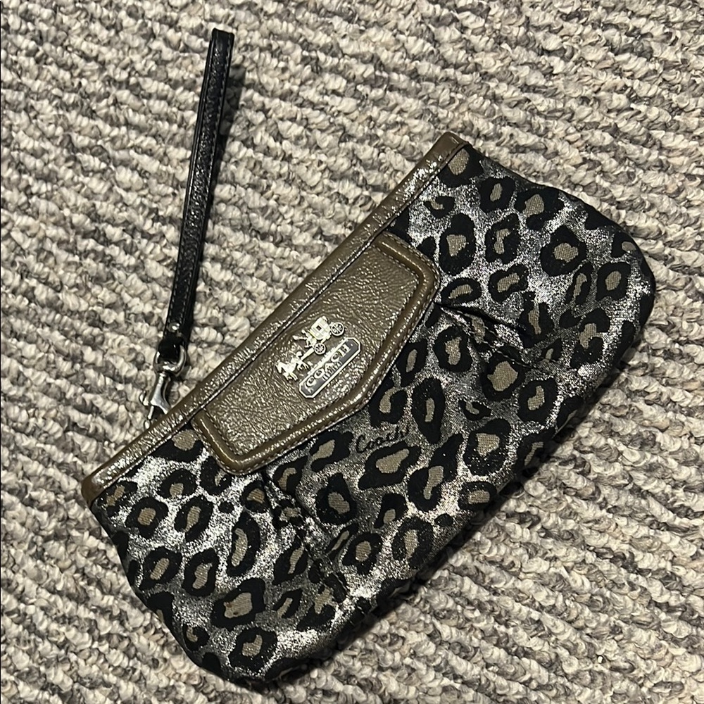 Coach Black and Gold Wristlet Clutch